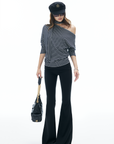IAMXIAA Striped One Shoulder T-Shirt with Scarf Detail