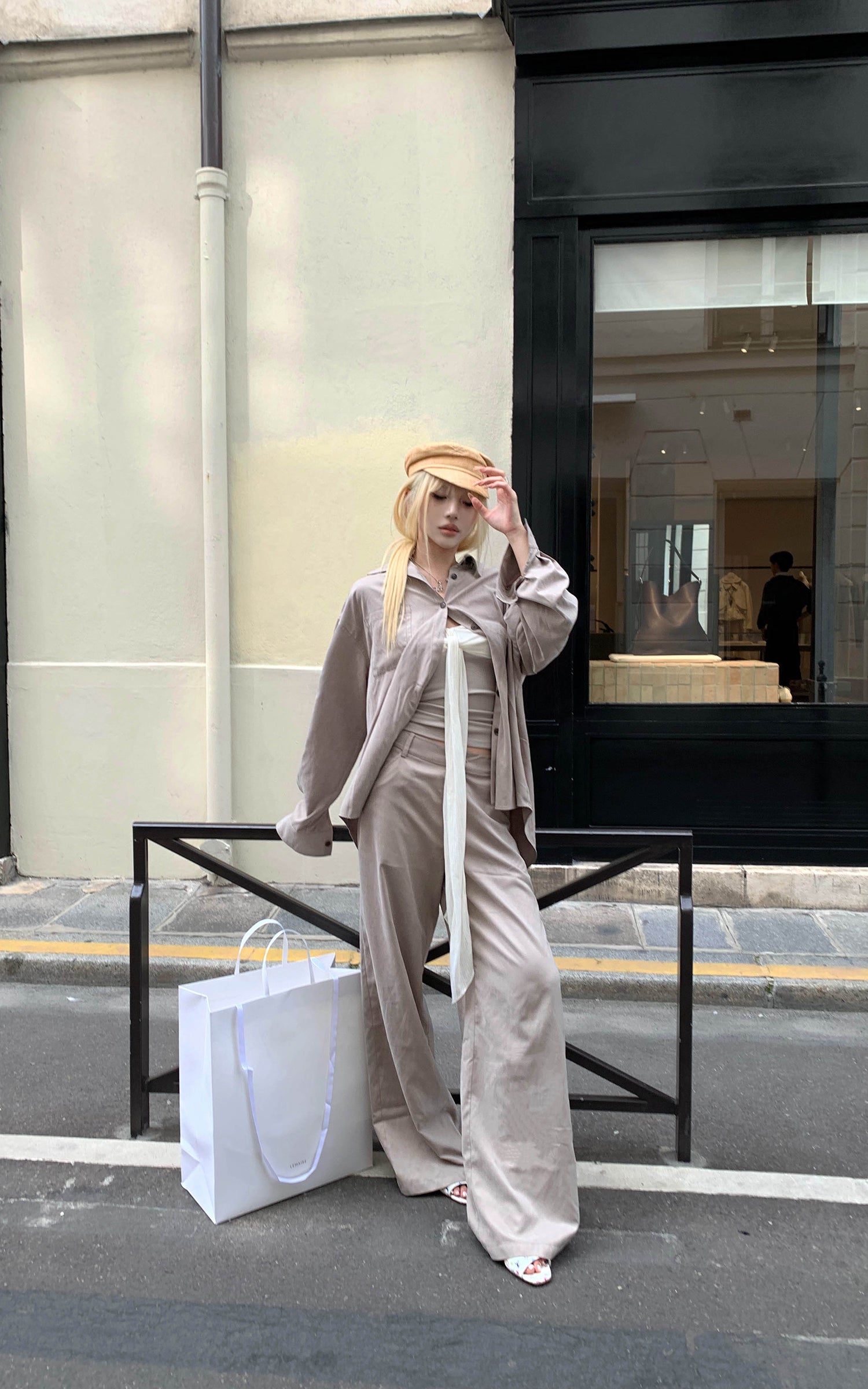 Rase le sol Relaxed Shirt and Wide-Leg Pants Set