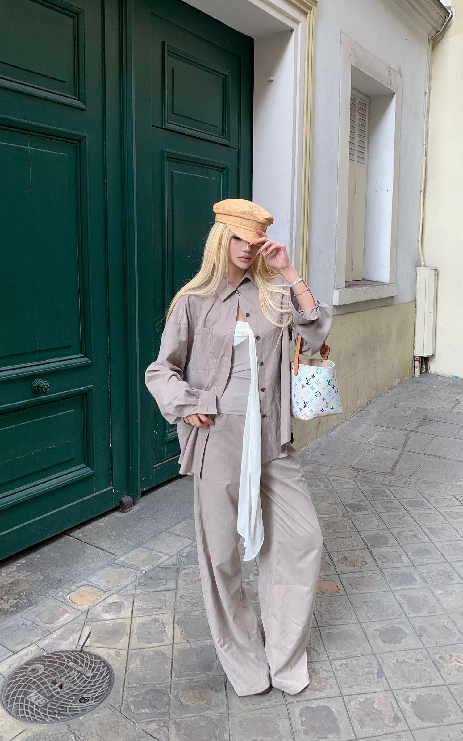 Rase le sol Relaxed Shirt and Wide-Leg Pants Set