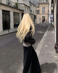 Rase le sol High Waist Contrast Panel Wide Leg Pants