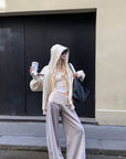 Rase le sol High Waist Contrast Panel Wide Leg Pants