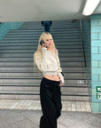Rase le sol Off-Shoulder Knit Cropped Sweater