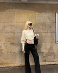 Rase le sol Off-Shoulder Knit Cropped Sweater