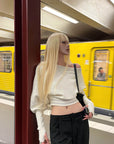 Rase le sol Off-Shoulder Knit Cropped Sweater