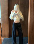 Rase le sol Off-Shoulder Knit Cropped Sweater
