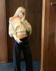 Rase le sol Off-Shoulder Knit Cropped Sweater