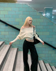 Rase le sol Off-Shoulder Knit Cropped Sweater