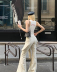Rase le sol Ribbed Embroidered Tank Top
