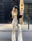 Rase le sol Knotted Detail Flared Casual Pants