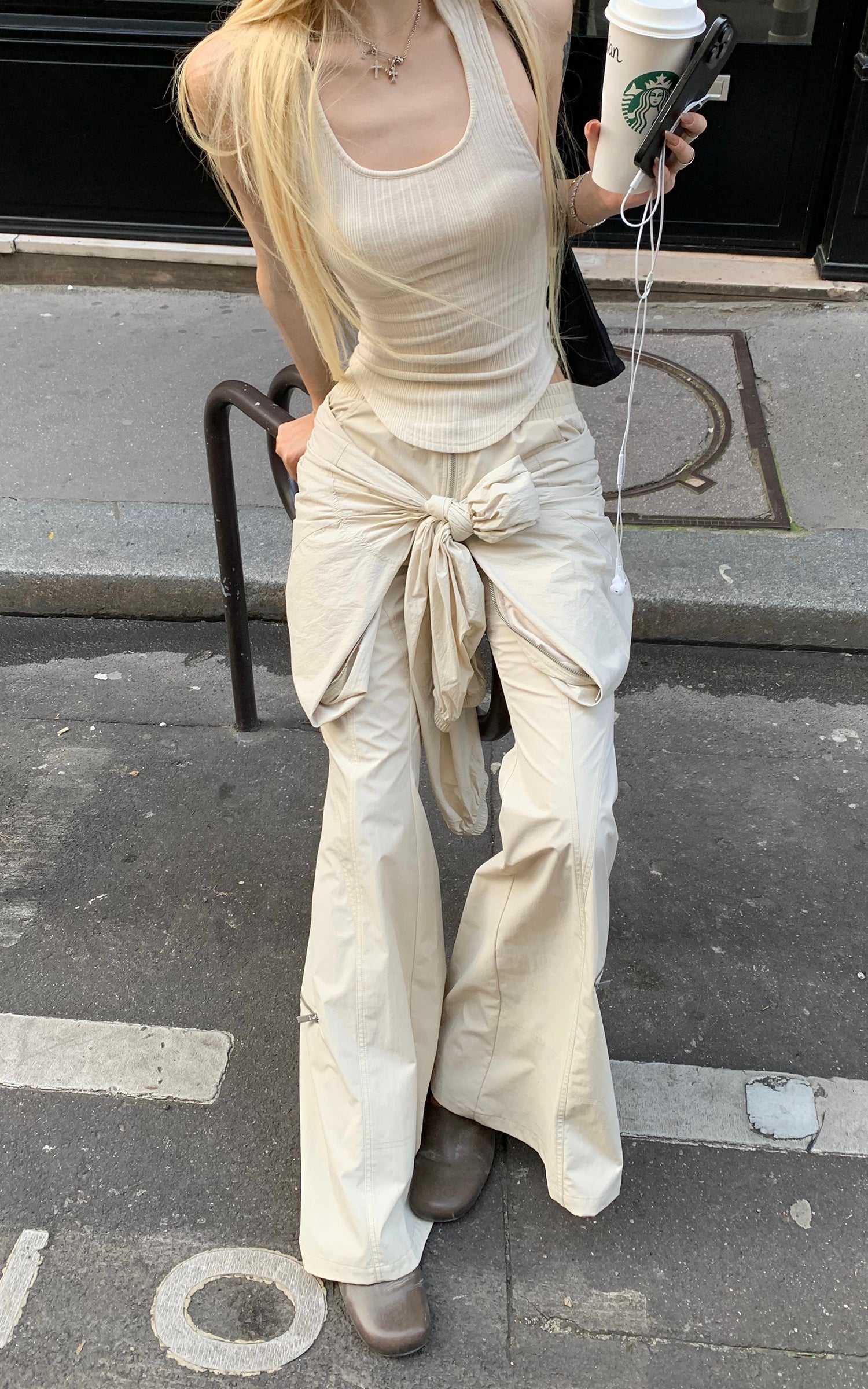 Rase le sol Ribbed Embroidered Tank Top