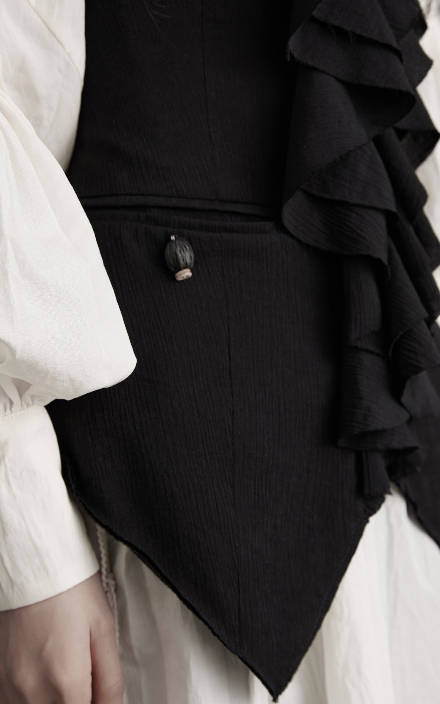 DOINDULGE Ruffled Tie Deconstructed Vest