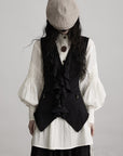 DOINDULGE Ruffled Tie Deconstructed Vest