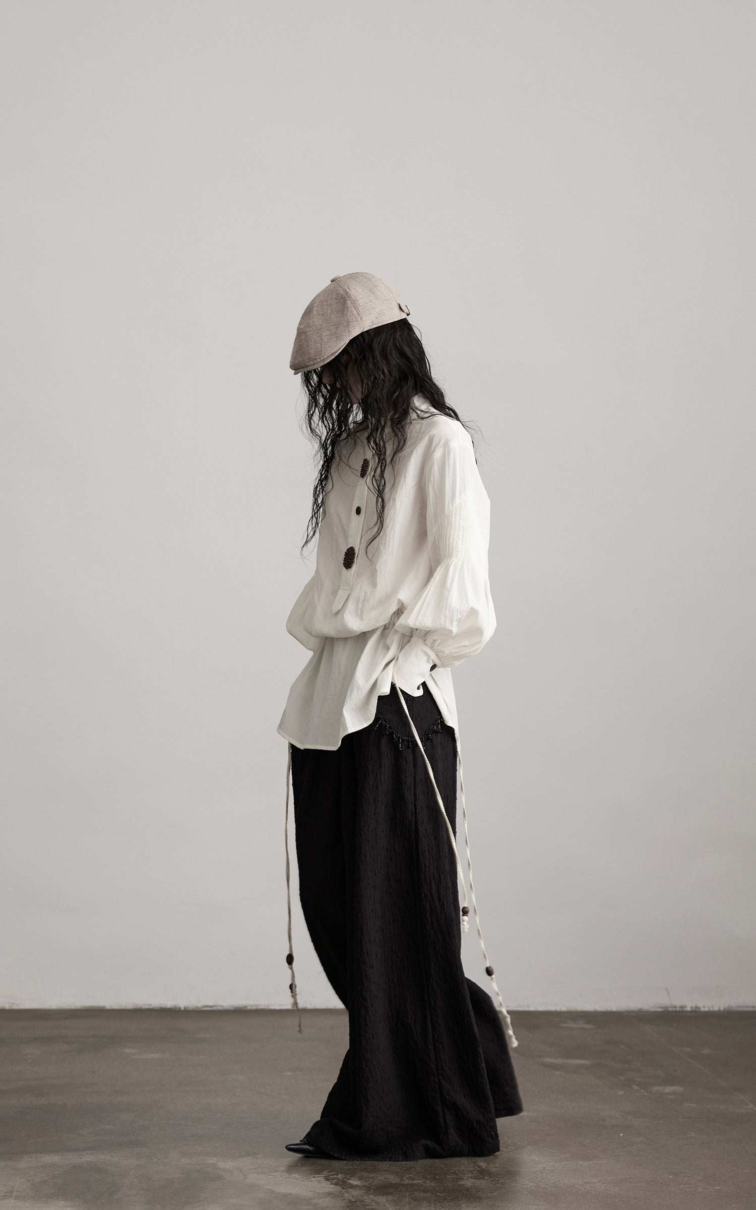 DOINDULGE Red Button Accent Drawstring Hem Top