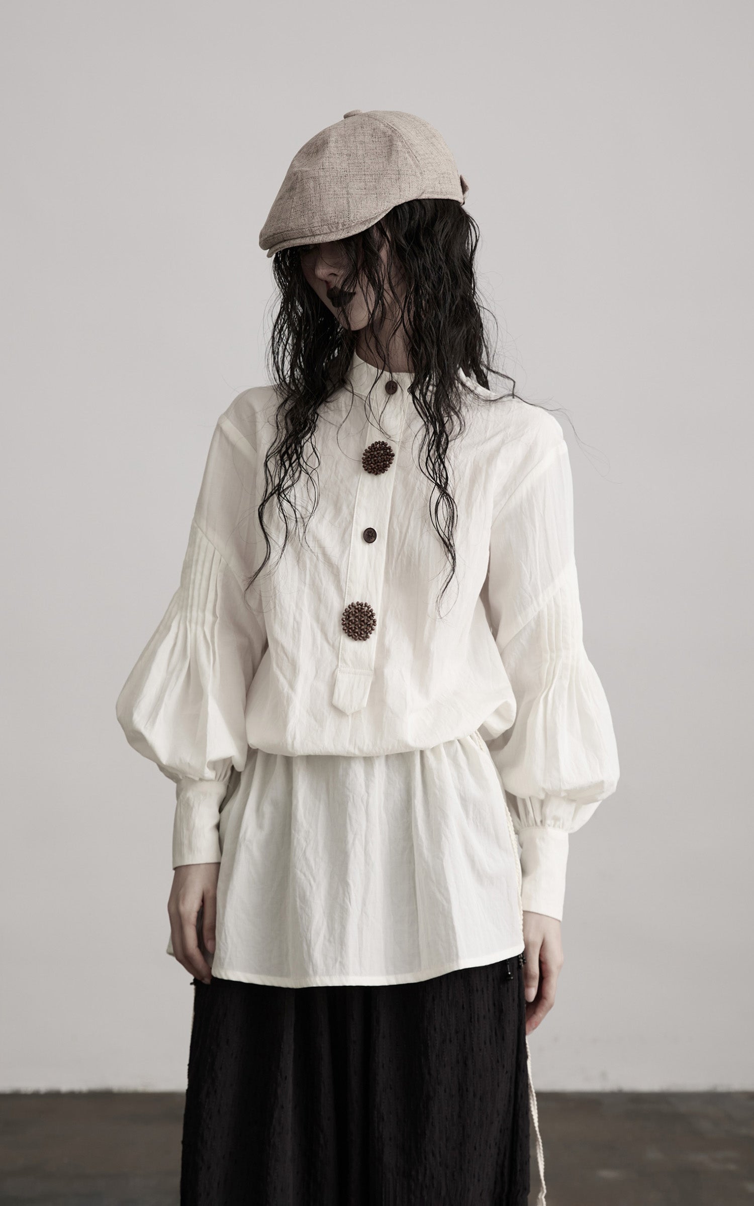 DOINDULGE Red Button Accent Drawstring Hem Top
