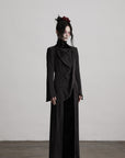 DOINDULGE Asymmetric Long Shirt Draped Textured Layer Deconstructed Minimal Design