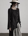 DOINDULGE Asymmetric Long Shirt Draped Textured Layer Deconstructed Minimal Design