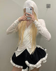 Rase le sol Black Layered Skirt with Ruffled Trim