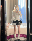Rase le sol Black Layered Skirt with Ruffled Trim