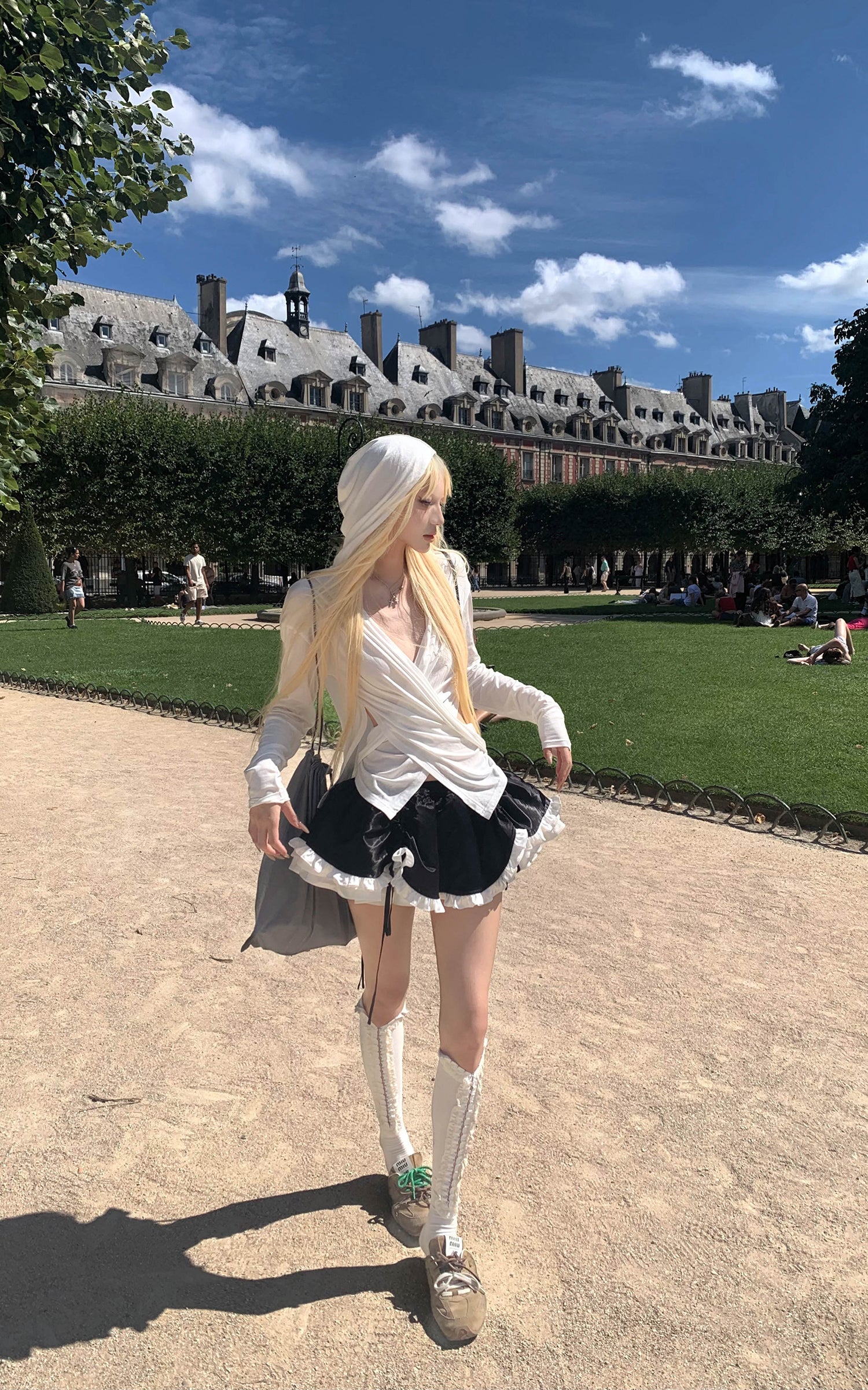 Rase le sol フード付きドレープレイヤードトップ
