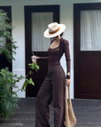 ROVENTE Wide Leg High Waist Pants – Relaxed Silhouette with Double Button Detail