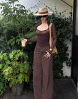 ROVENTE Wide Leg High Waist Pants – Relaxed Silhouette with Double Button Detail