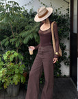 ROVENTE Wide Leg High Waist Pants – Relaxed Silhouette with Double Button Detail