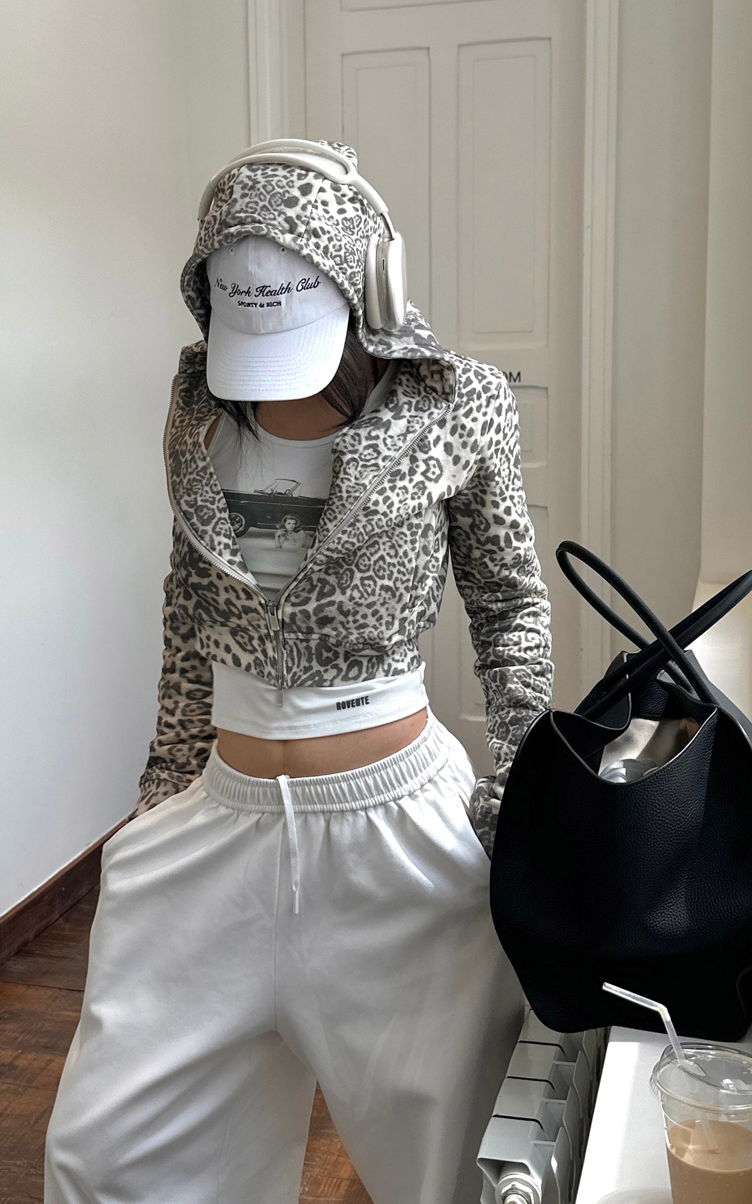ROVENTE Leopard Print Cropped Zip Hoodie – PINKPARKS
