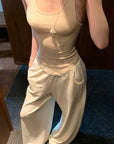 Rase le sol Ribbed Embroidered Tank Top