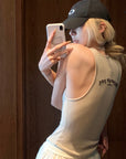 Rase le sol Ribbed Embroidered Tank Top