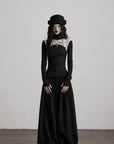 DOINDULGE Contrast Splatter Panel High Neck Long Sleeve T-Shirt