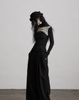 DOINDULGE Contrast Splatter Panel High Neck Long Sleeve T-Shirt