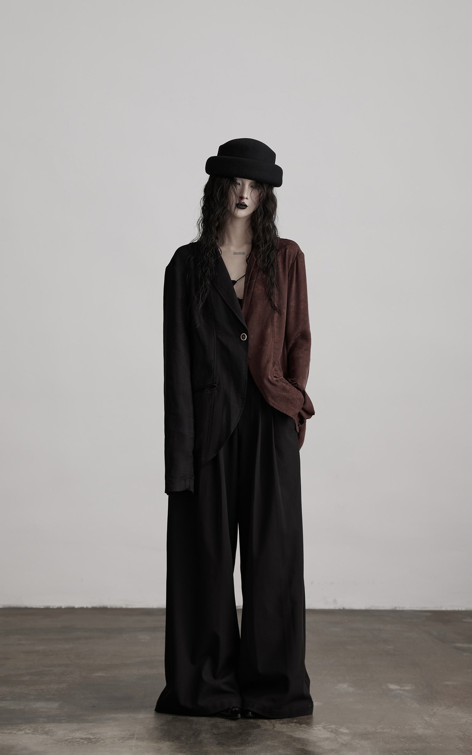 DOINDULGE Wide Leg Pleated Trousers with Structured Waistband