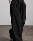 DOINDULGE Wide Leg Pleated Trousers with Structured Waistband