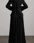 DOINDULGE Textured Asymmetric Blazer with Ruffled Edge and Fitted Silhouette