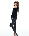 IAMXIAA Coated Skinny Leather Pants High Shine Slim Fit Trousers
