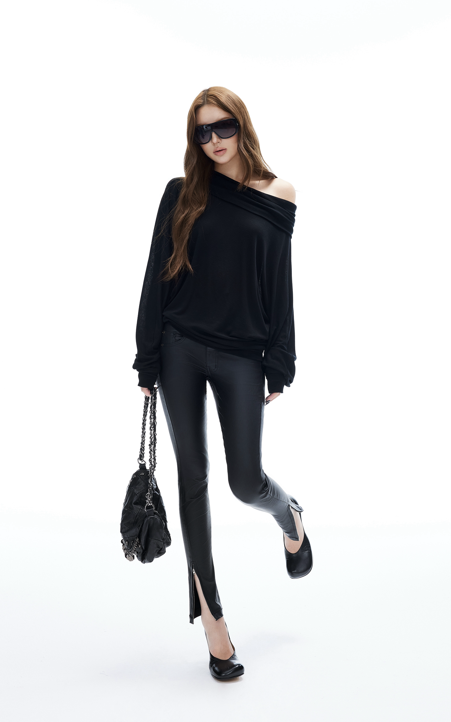 IAMXIAA Coated Skinny Leather Pants High Shine Slim Fit Trousers
