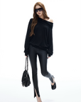 IAMXIAA Coated Skinny Leather Pants High Shine Slim Fit Trousers