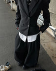 WARDEN EDGE Pinstripe Suit Set with Blazer Shirt and Wide Trousers