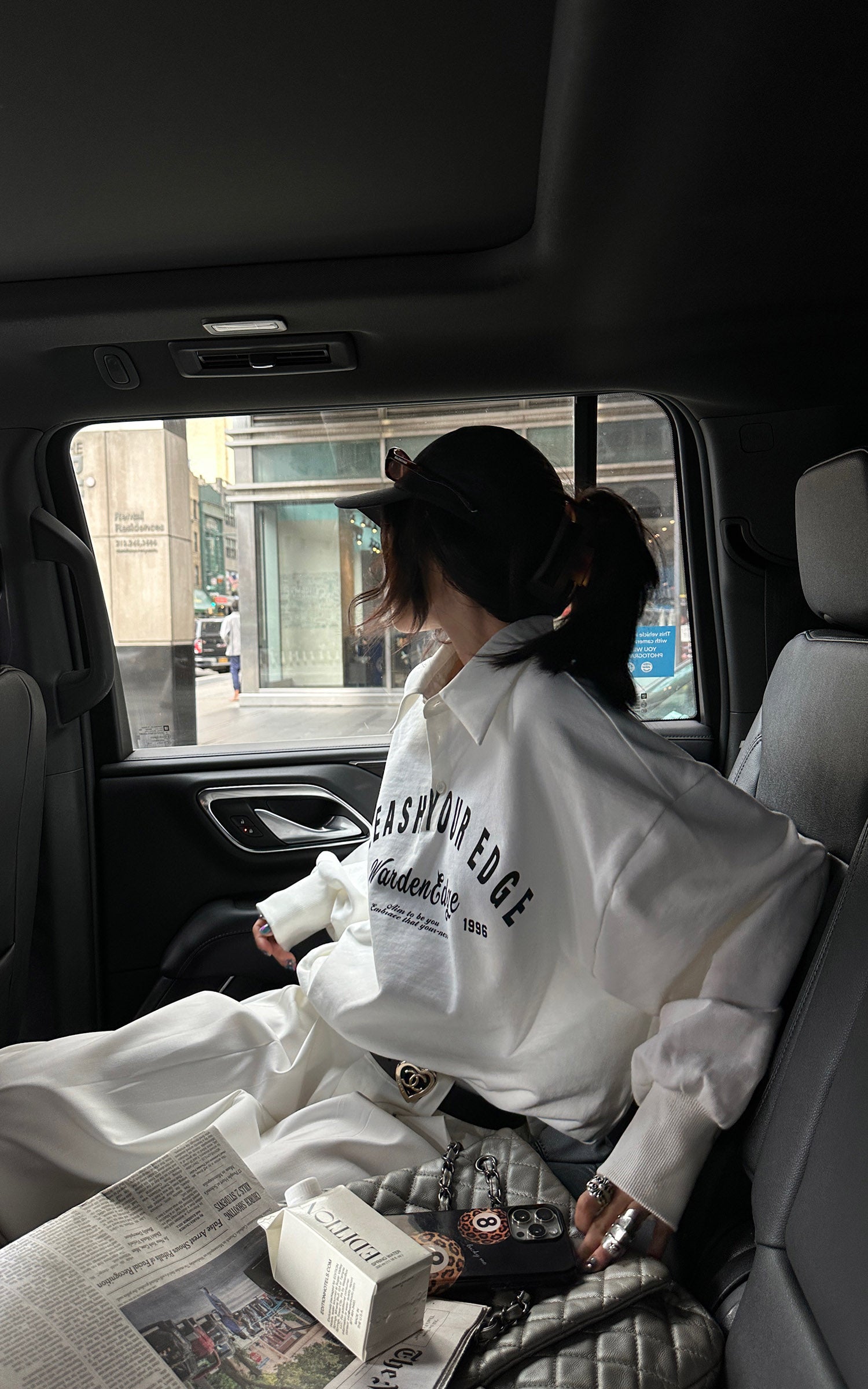 WARDEN EDGE Oversized Polo Sweatshirt with Bold Graphic Print and Streetwear Edge