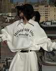 WARDEN EDGE Oversized Polo Sweatshirt with Bold Graphic Print and Streetwear Edge