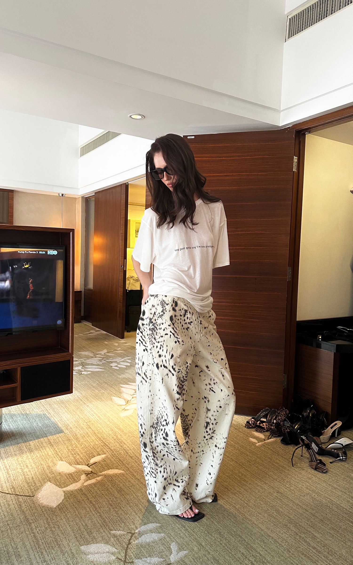 0122stepll Leopard Straight-Leg Pants