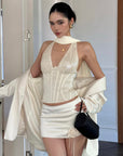 ROVENTE Sequin Satin Corset Top