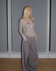 Rase le sol Pantalon large plissé taille haute