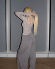 Rase le sol Pantalon large plissé taille haute