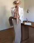 ROVENTE High Waist Maxi Skirt with Tailored Fit and Back Slit