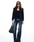 IAMXIAA Cropped Tweed Jacket with Shimmer Finish