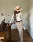 ROVENTE High Waist Maxi Skirt with Tailored Fit and Back Slit
