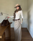 ROVENTE High Waist Maxi Skirt with Tailored Fit and Back Slit