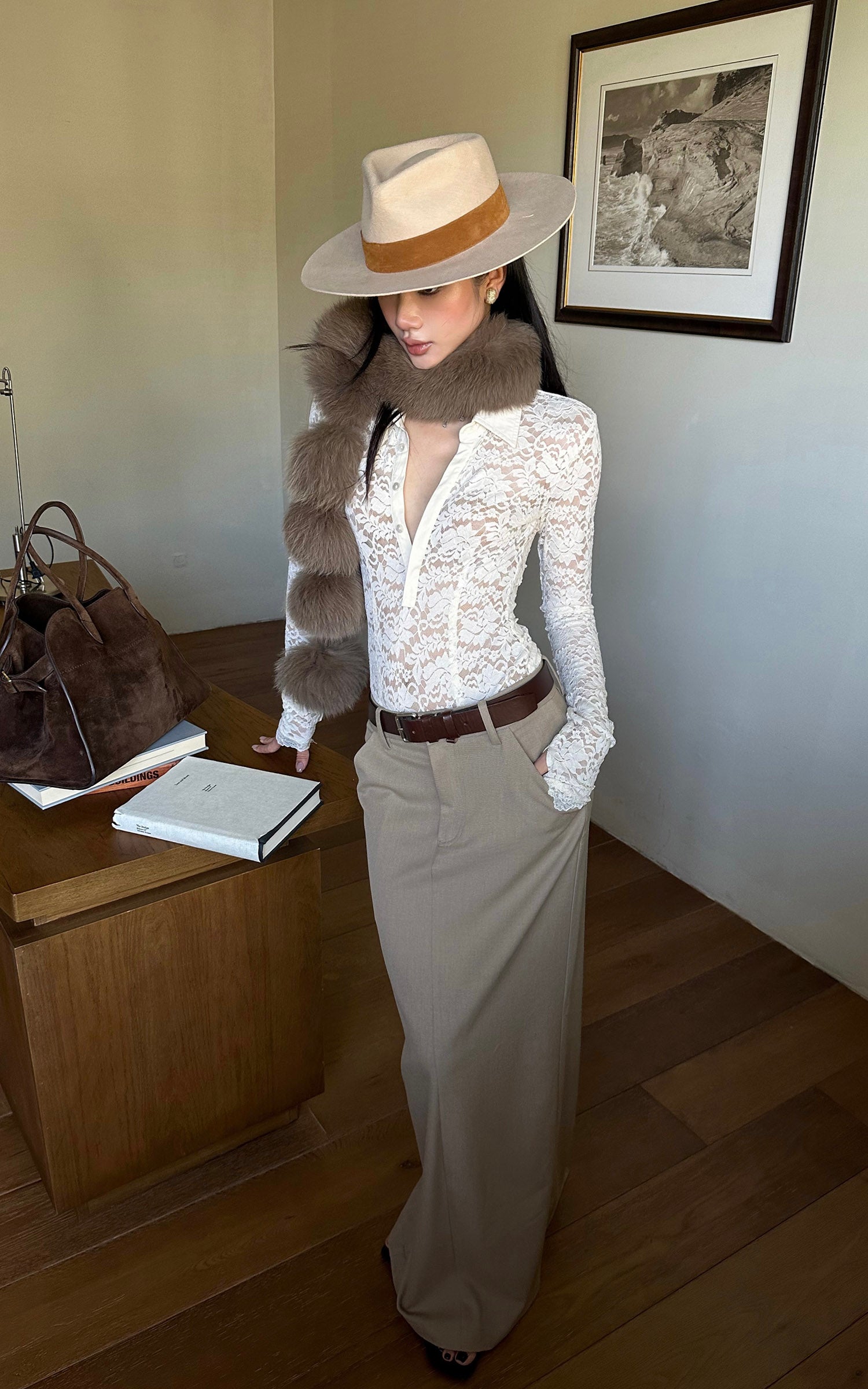 ROVENTE High Waist Maxi Skirt with Tailored Fit and Back Slit
