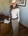 ROVENTE High Waist Maxi Skirt with Tailored Fit and Back Slit